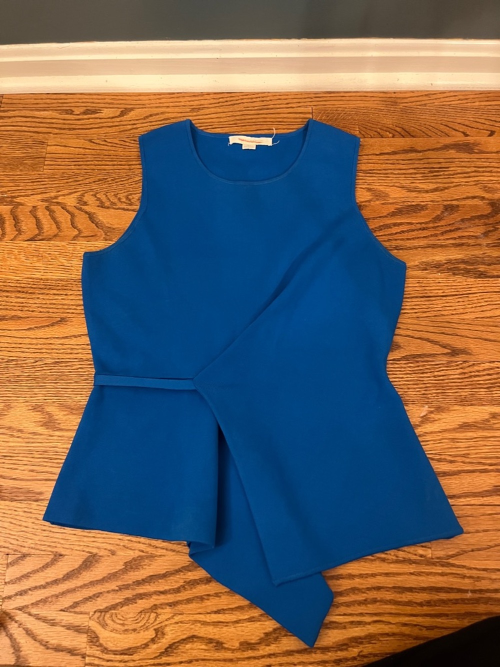 Alexander Wang Royal Blue Ribbed Sleeveless Top Faux Wrap